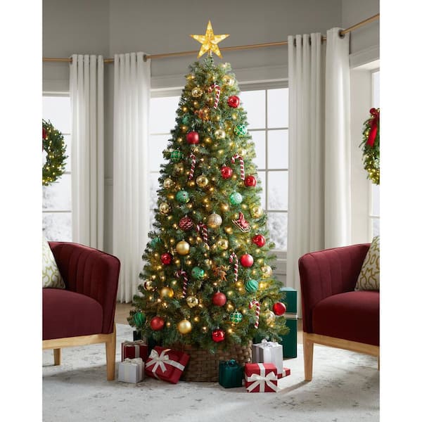 6.5 ft. Festive Pine LED Pre-Lit Artificial Christmas Tree T9