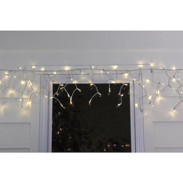 6.75 ft. 100-Light Warm White LED Wide Angle Icicle Lights