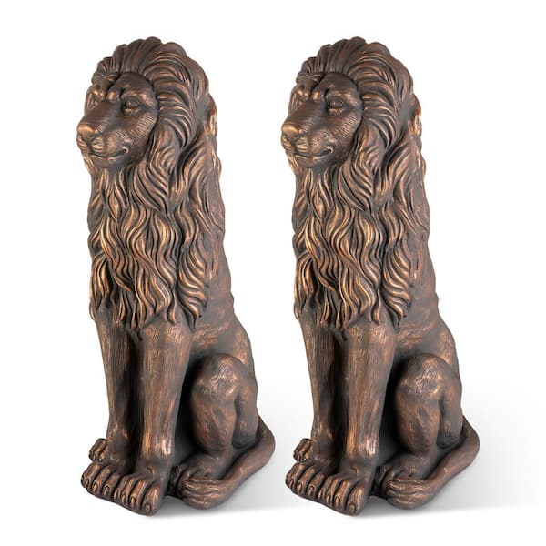 Glitzhome Set of 2-36.25 in. H Oversized MGO Bronze Guardian