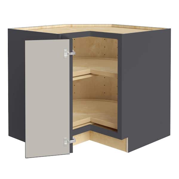 Washington 33 in. W x 24 in. D x 34.5 in. H Assembled Plywood Corner Lazy Susan Base Kitchen Cabinet in Onyx LH