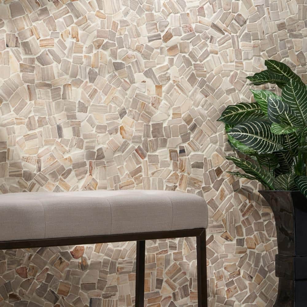 Petra Tumbled Brown Marble Mosaic Tile 12" x 12"