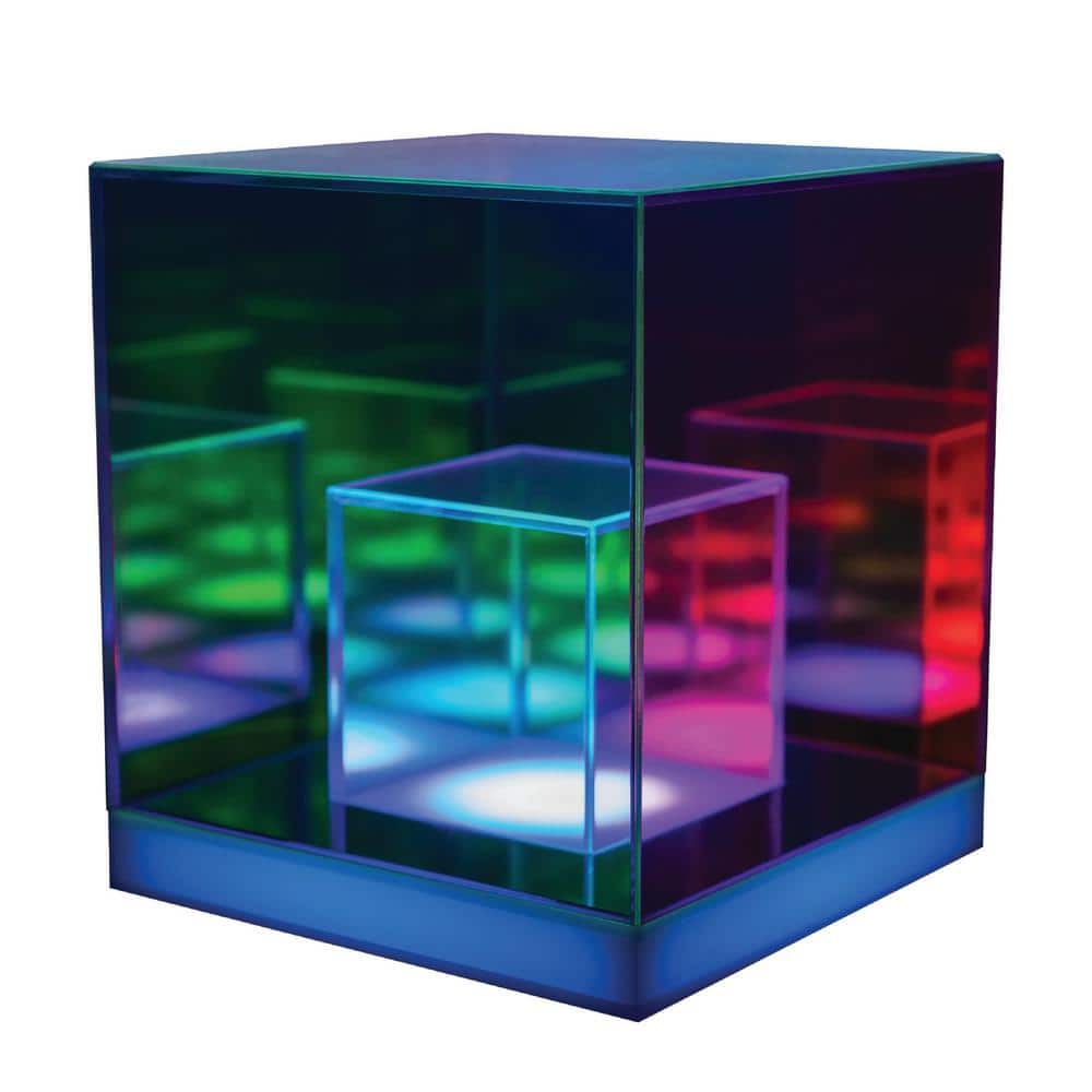 Tzumi Atmosphere 5.4 in. Clear Iridescent Infinity Cube Desk Lamp