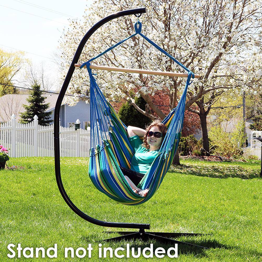 Ocean Breeze Blue Cotton Hanging Chaise Lounger with Cushions