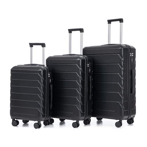 Polibi 3-Pieces Black ABS Plastic Luggage Set with Combination