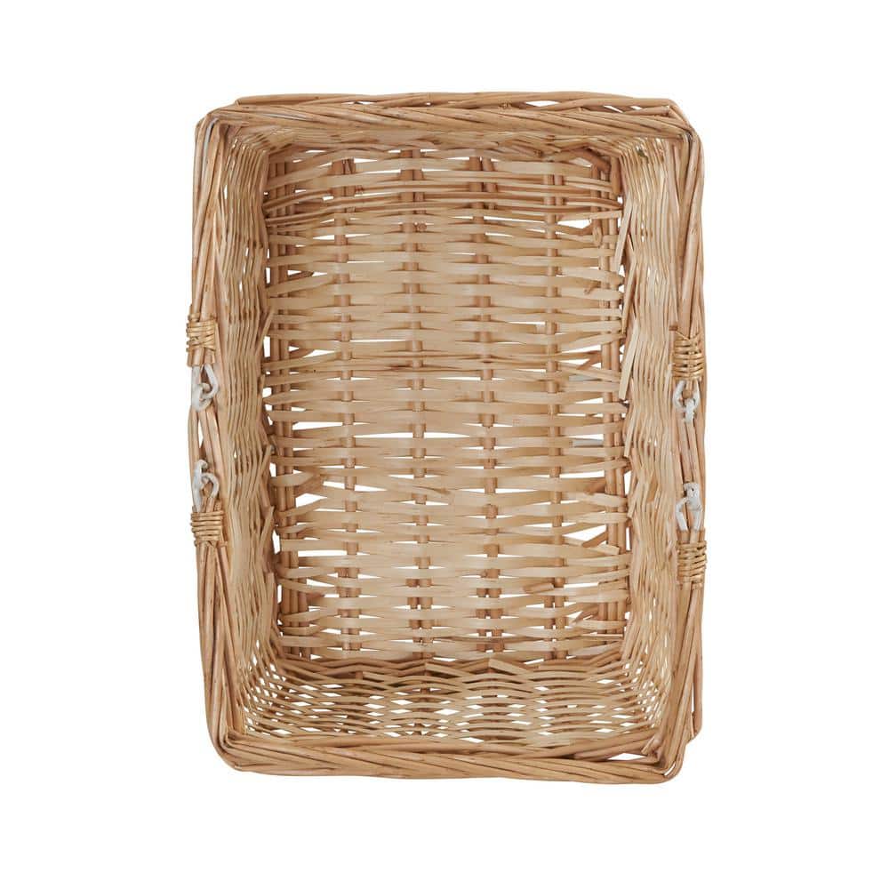 Natural Wicker Rectangular Storage Basket with Handles