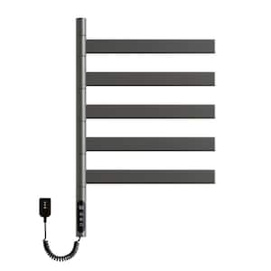 120W Wall-Mounted 180° Rotating Heated Towel Rack Towel Warmer with 1-9H Timer 115°F-155°F in Gray