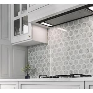 White and Gray 10.6 in. x 11.8 in. Hexagon Polished Marble Mosaic Tile (4.34 sq. ft./Case)