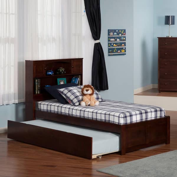AFI Newport Twin Extra Long Bed with Footboard and Twin Extra Long Trundle in Walnut