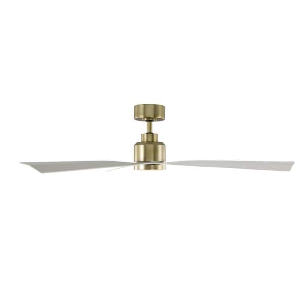 52 in. LED Indoor and Outdoor Satin Brass Matte White with 3000K Clean 3-Blade Smart Ceiling Fan LED Light Kit & Remote