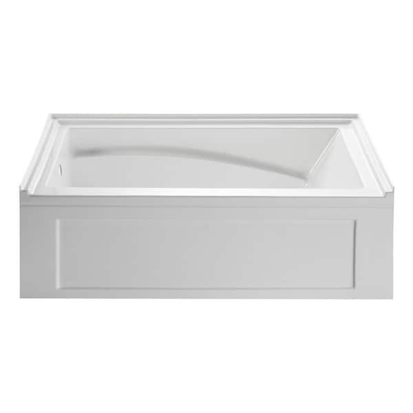 Kingston Brass Oriel 60 in. Acrylic Left Drain Rectangular Apron Front Bathtub in White