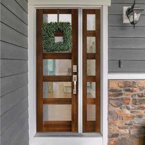 Krosswood Doors 32 in. x 96 in. Contemporary Hemlock 5-Lite Clear Low-E Glass Unfinished Wood Front Door Slab