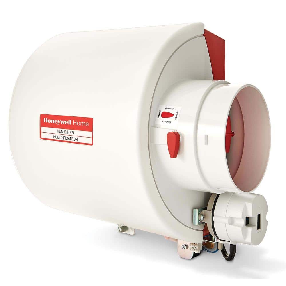 Large White and Red Evaporative Console Humidifier with Humidistat