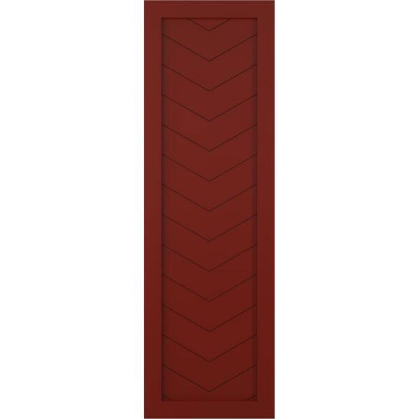 Ekena Millwork 15 in. x 29 in. True Fit PVC Single Panel Chevron Modern Style Fixed Mount Board and Batten Shutters Pair in Pepper Red