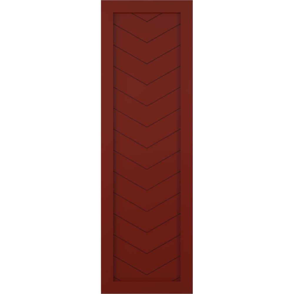 18W x 39H True Fit PVC Single Panel Chevron Modern Style Fixed Mount Shutters, Pepper Red (Per Pair - Hardware Not Included)