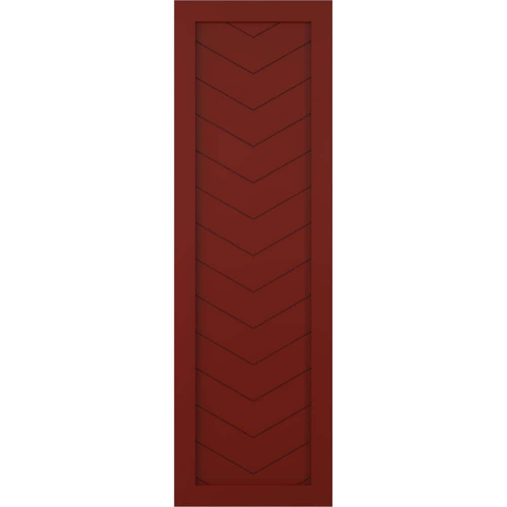 18 in. x 52 in. True Fit PVC Single Panel Chevron Modern Style Fixed Mount Board and Batten Shutters Pair in Pepper Red price history on PriceWatchPro