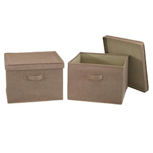 9.5 Gal. Square KD Storage Box with Lid in Latte