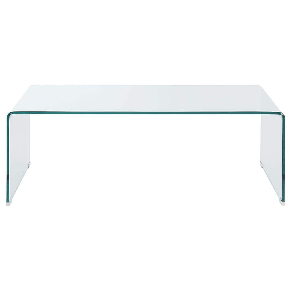 Clear Rectangular Acrylic and Glass Modern Coffee Table 47"