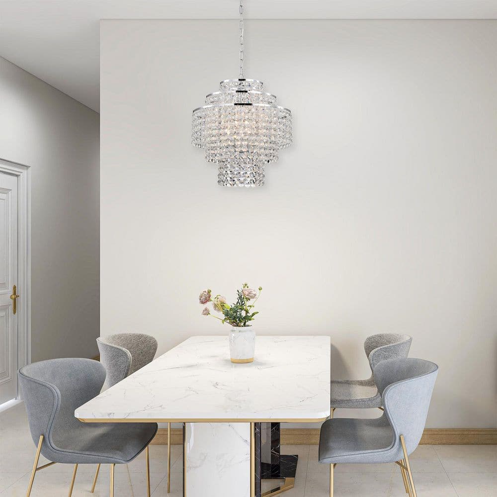 Glam Chrome and Crystal 4-Light Tiered Chandelier