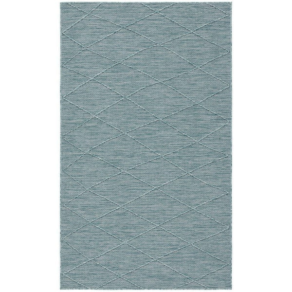 Practical Solutions Aqua 3 ft. x 5 ft. Diamond Contemporary Area Rug