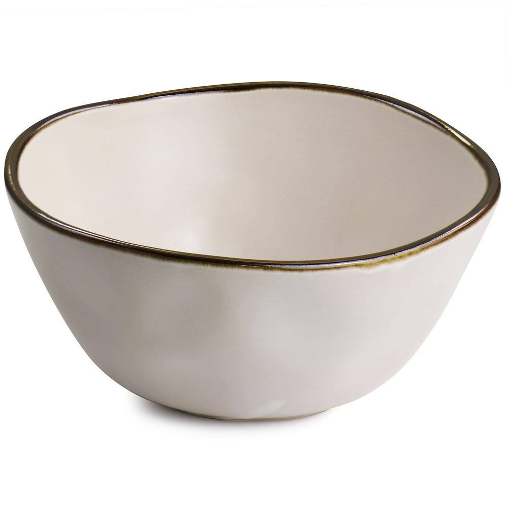 Matte White Ceramic 16-Piece Dinnerware Set with Gold Rim