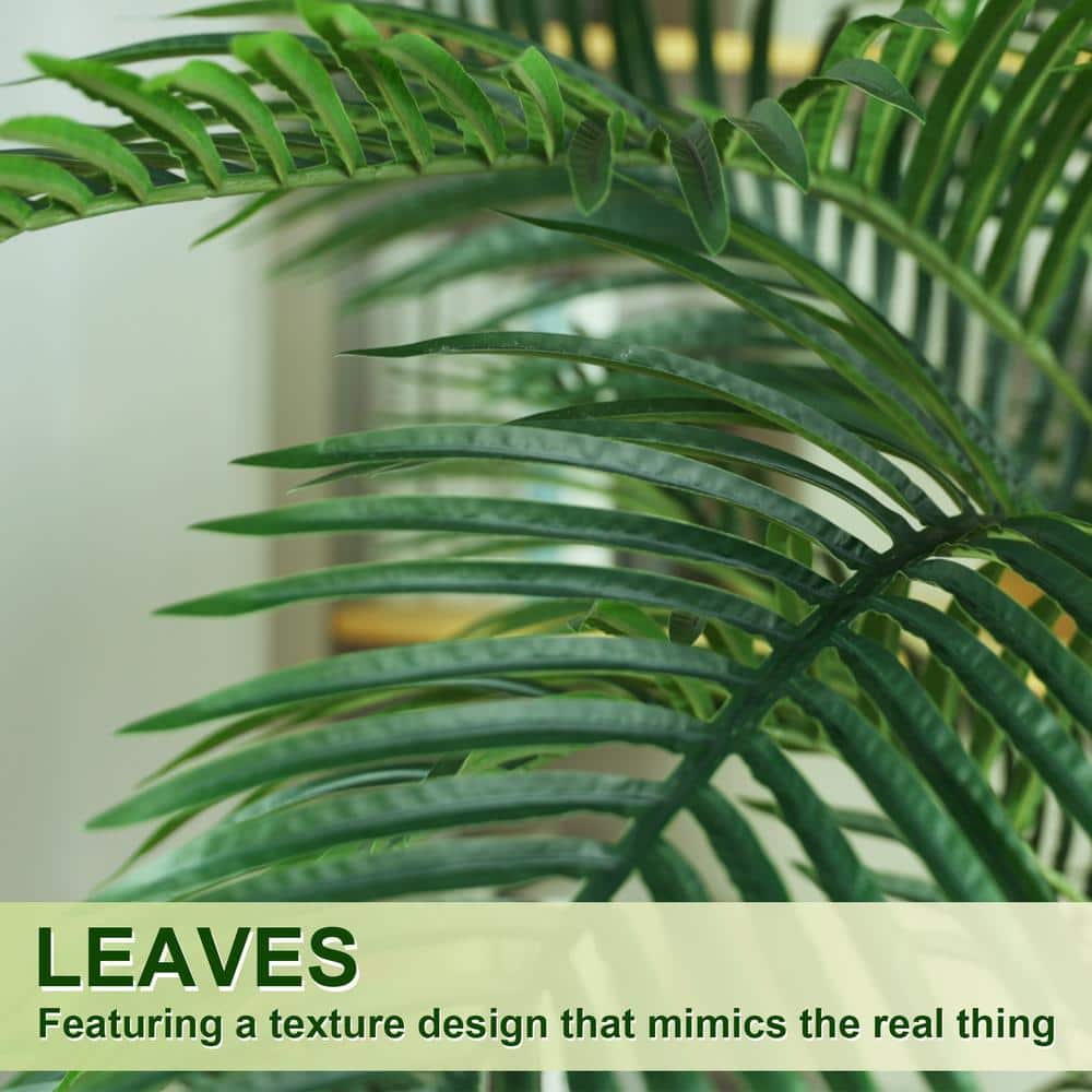 6ft Green Areca Palm Faux Plant with White Plastic Planter