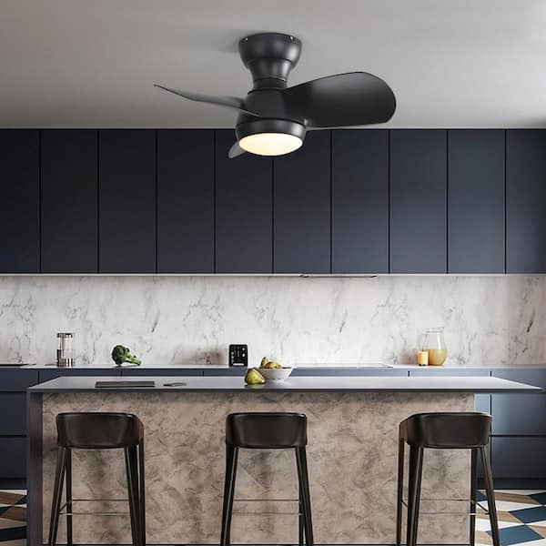 23 in. Bedroom Ceiling Fan with 3 Color Dimmable 3 ABS Blades Remote Control DC Motor Black with 18W Led Light