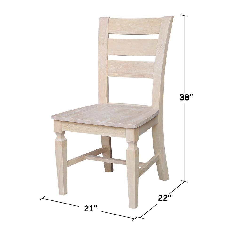 Vista Unfinished Solid Parawood High Ladderback Chair Set
