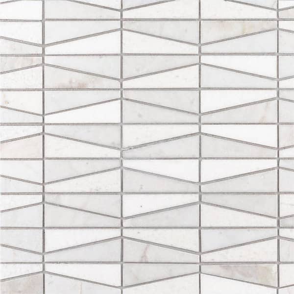 Jeffrey Court Meander White/Grey 10.625 in. x 12 in. Interlocking