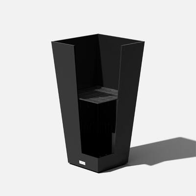 Midland 30 in. Black Plastic Tall Square Planter (2-Pack)