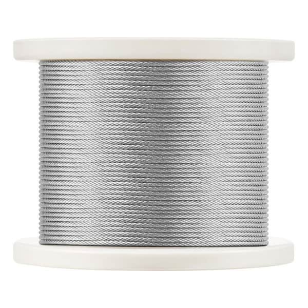 Wire Rope Kit, 1/8 in.x 1000 ft. Stainless Steel Wire Rope (By-the-Foot), 1600 lbs. Breaking Strength, Cutter and Gloves