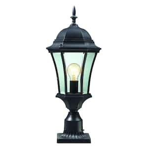 Wakefield 24 in. 1-Light Black Aluminum Hardwired Outdoor Weather Resistant Pier Mount Light with No Bulb Included