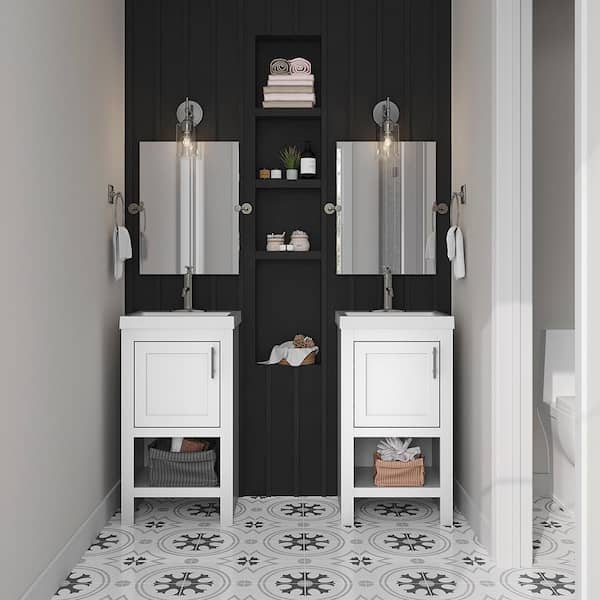 Spa 18.5 in. W x 16.25 in. D x 33.75 in. H Single Sink Bath Vanity in White with White Cultured Marble Top