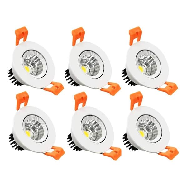 2 in. LED Downlight Recessed Lighting COB Dimmable 3000K Warm White CRI80 Ceiling Lights with LED Driver 6-Pack