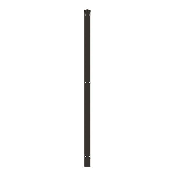 FORGERIGHT 50in H Deco Grid Black Steel Fence Post with Flange, Cap, and Clips