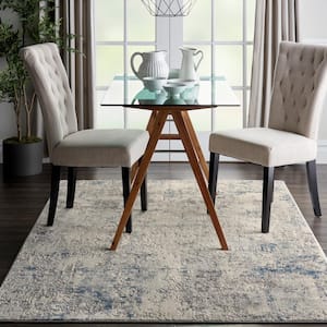 Rustic Textures Ivory/Grey-Blue 4 ft. x 6 ft. Abstract Contemporary Area Rug