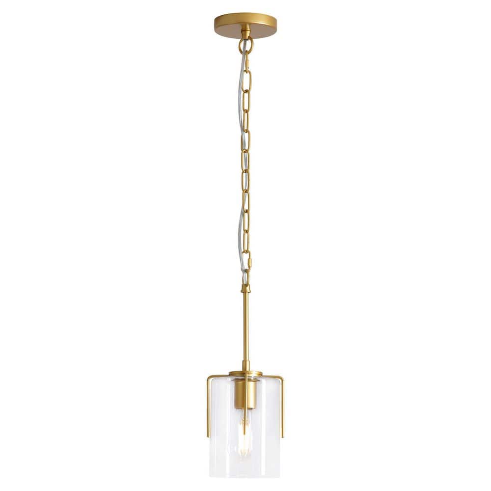 5 in. 1-Light Gold Modern Pendant Light for Kitchen Island Dining Room, Clear Glass Hanging Light Adjustable Height price history on PriceWatchPro