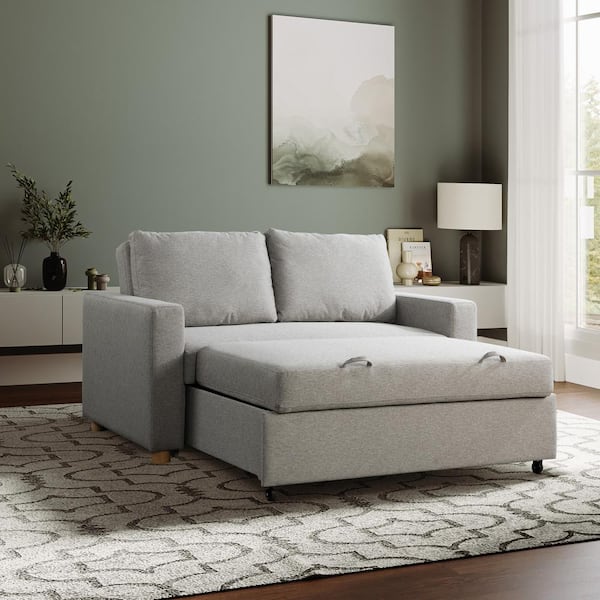 Serta Tampa 66.1 in. Light Grey Polyester Full Size Convertible Sofa