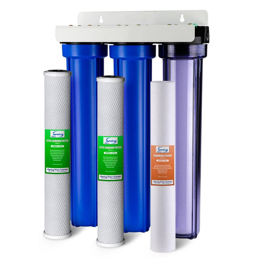 3-Stage Whole House Water Filtration System w/ 20 in. x 2.5 in. Oversized Fine Sediment and Carbon Block Filters -  ISPRING, WCB32