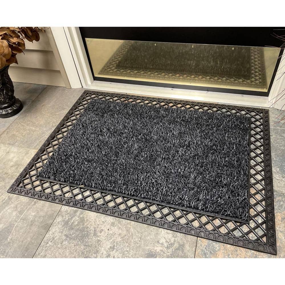 Sandbar Brown Rubber Outdoor Entrance Doormat with Edge Embellishment