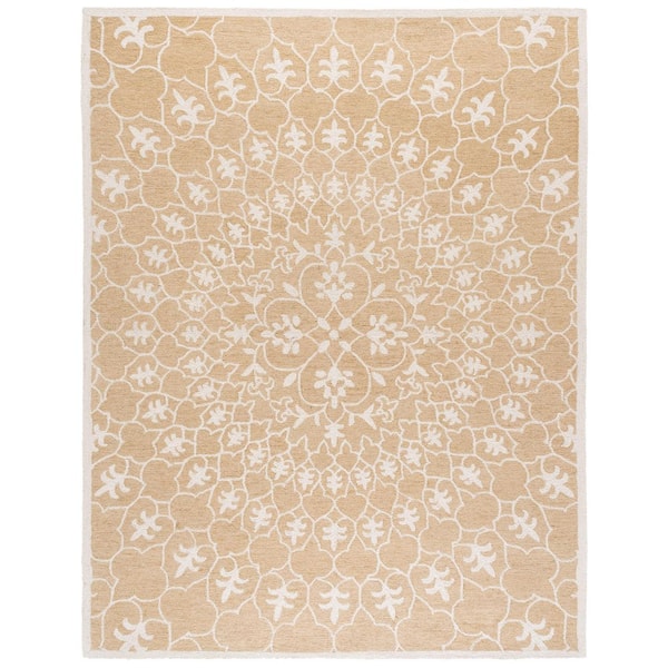 Metro 8 ft. x 10 ft. Gold/Ivory Medallion Area Rug