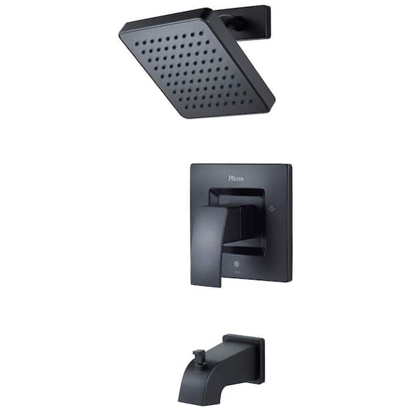 Pfister Kenzo 1-Handle 1-Spray Tub and Shower Trim Kit in Matte Black (Valve Not Included)