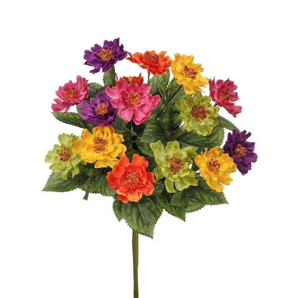 Regency International 23 in. Multi Indoor Artificial Mixed Zinnia Bush