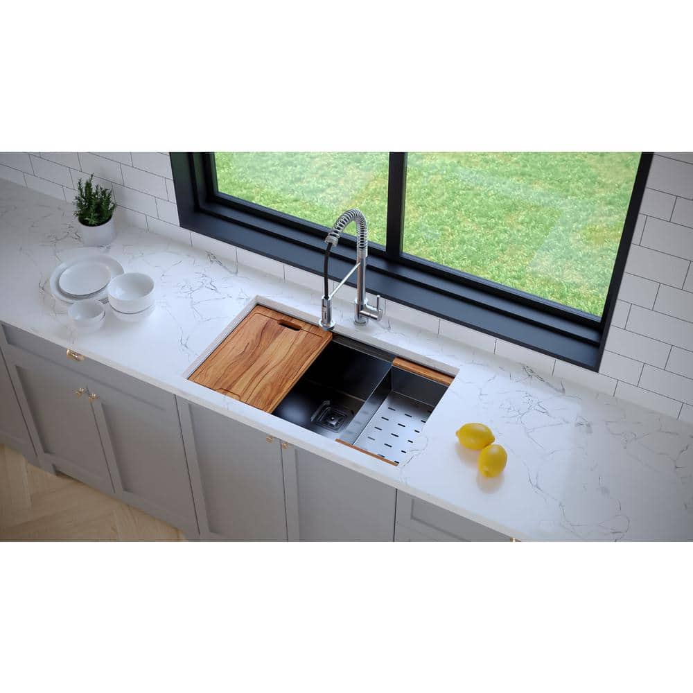 32'' Gun Metal Black Stainless Steel Undermount Single Bowl Kitchen Sink