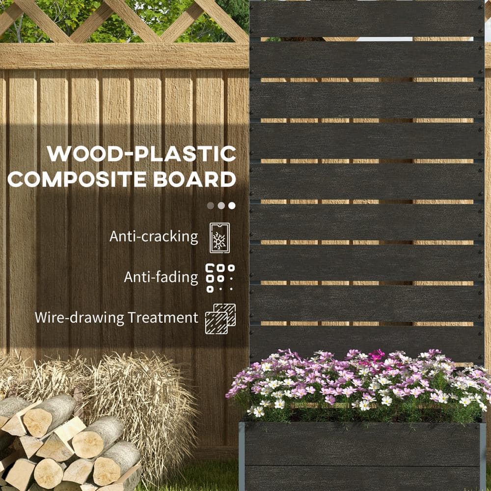 Black Metal Raised Garden Bed with Trellis, 28.25" x 15" x 59"