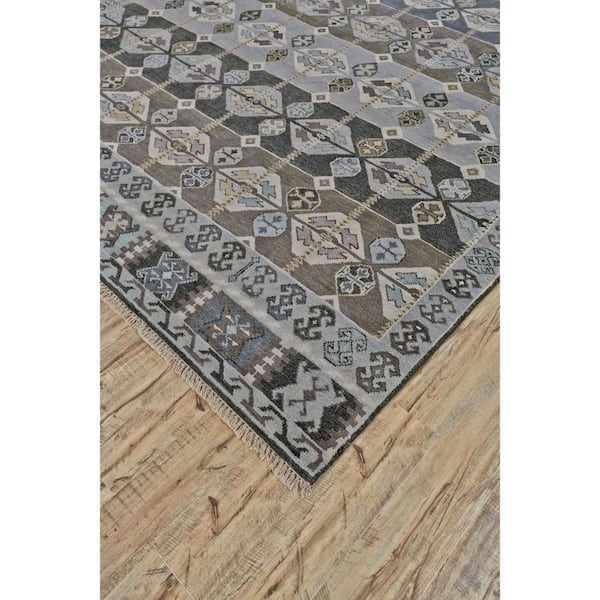 2 ft. x 3 ft. Blue, Brown, Gray Abstract Area Rug