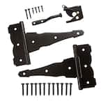 Black Stainless Steel Decorative Gate Hinge and Latch Set