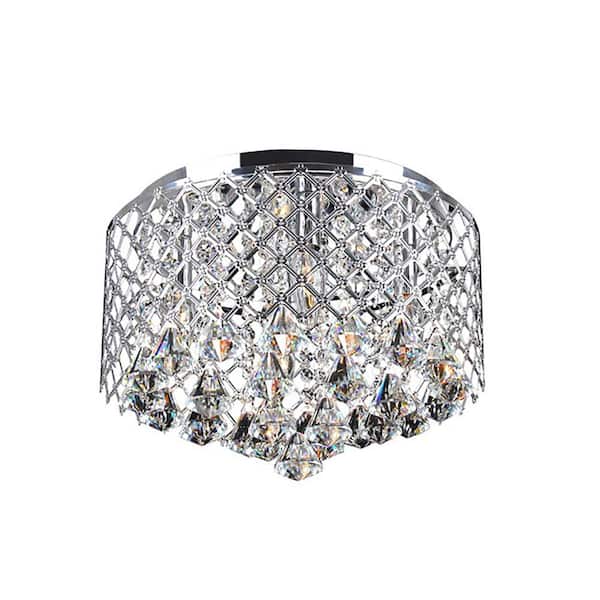 Jojospring Selena 13.6 in. 4-Light Chrome Crystal Flush Mount