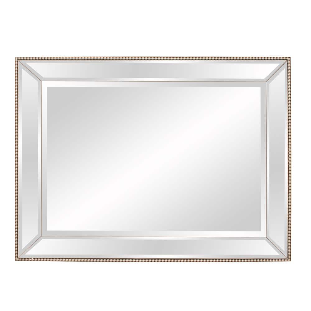 Elegant Roberto Rectangular Bronze & Silver Beaded Wall Mirror