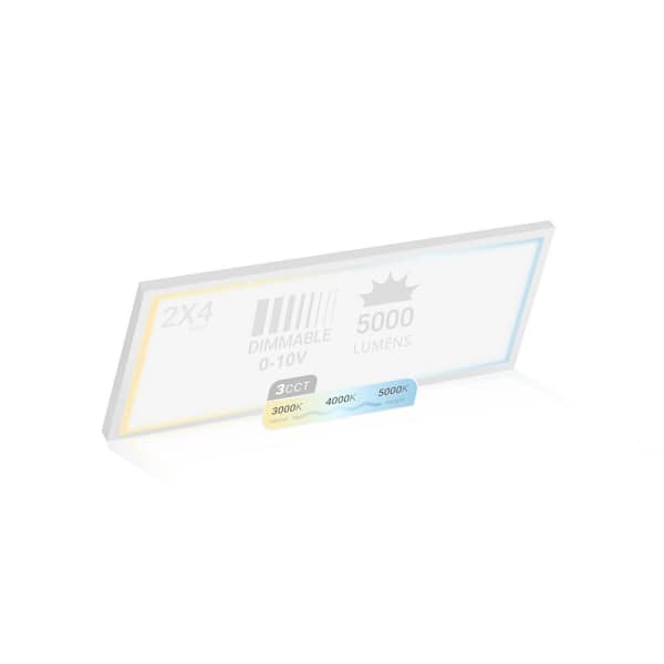 2 ft. x 4 ft. Surface Mount 5000 Lumens, Integrated LED Panel, 120-277V, 3CCT 3000K-5000K Selectable, 0-10V Dimmable