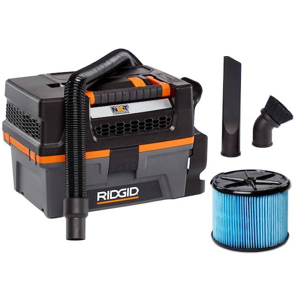 RIDGID 3 Gallon 18-Volt Cordless Handheld NXT Wet/Dry Shop Vacuum (Tool Only) with Filter, Expandable Hose and Accessories